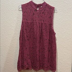 Xhilaration Lace Sleeveless Blouse - Burgundy